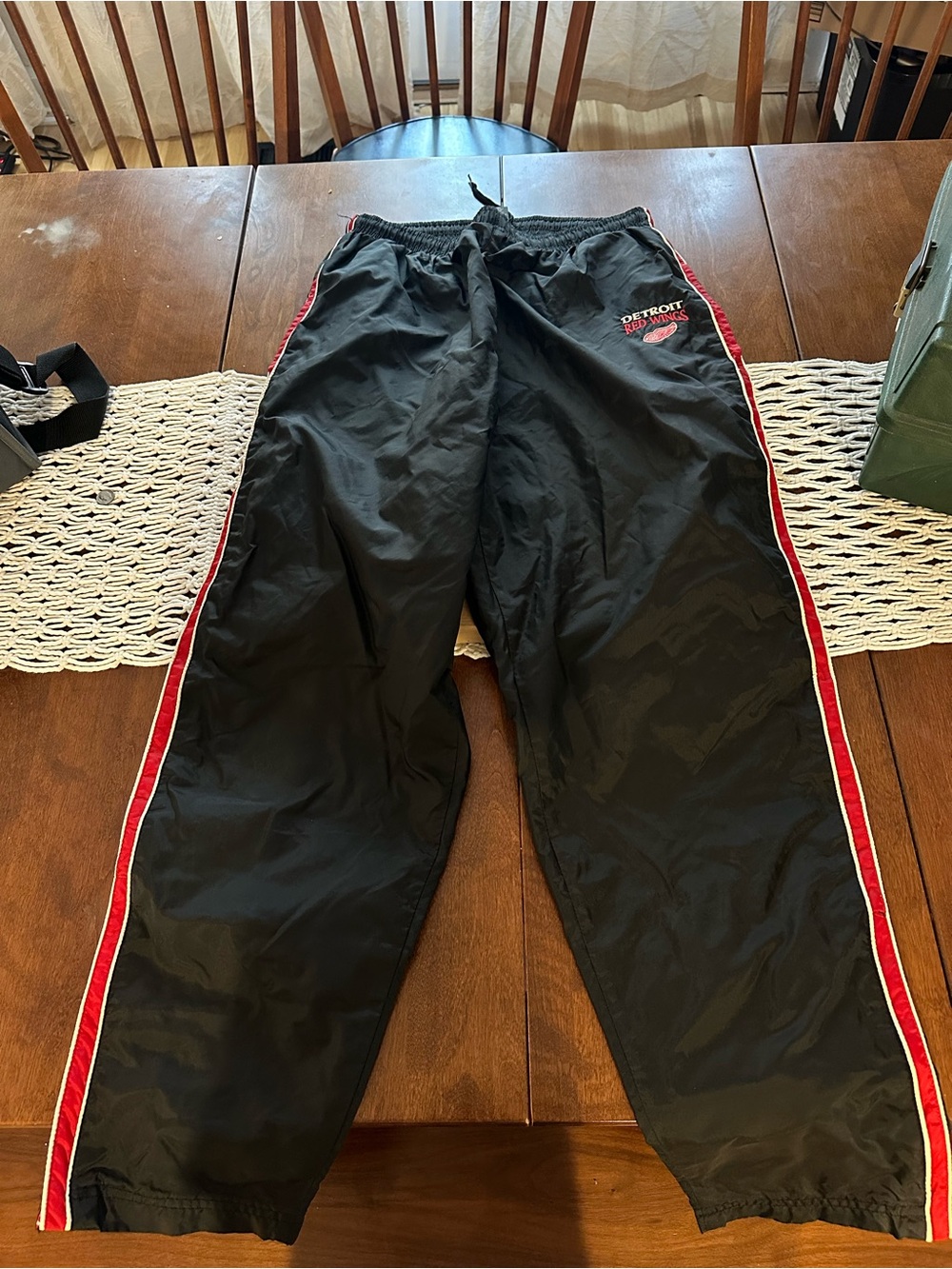 Pro Edge Black Athletic Pants with Red Accent
